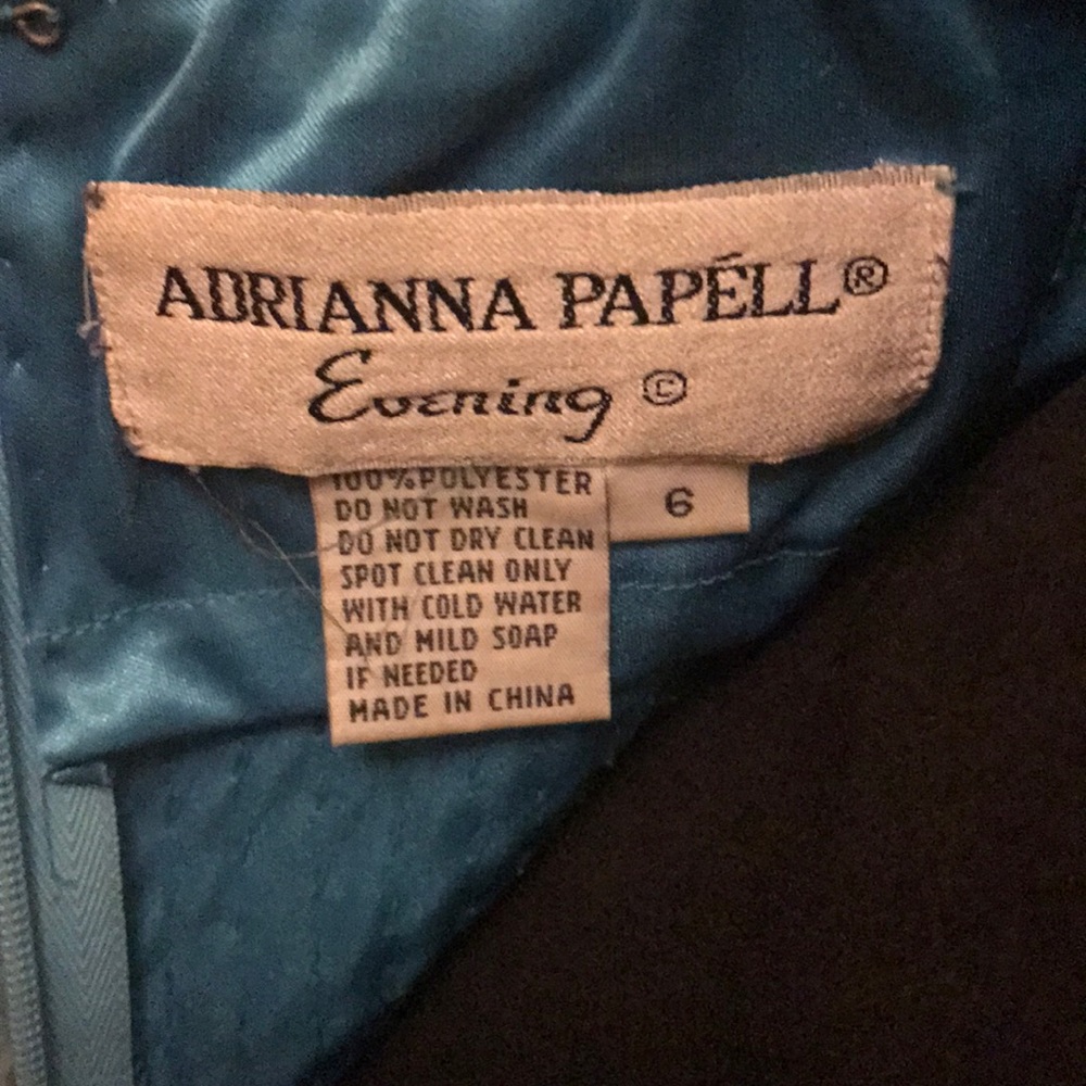 Adrianna Papell - Turquoise Sequin Long Gown, s 6 - Picture 5 of 6